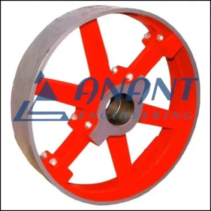 A close-up image of Anant Engineering's flat belt pulley used in power transmission systems.