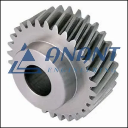 A close-up image of Anant Engineering's helical gear used in mechanical systems.