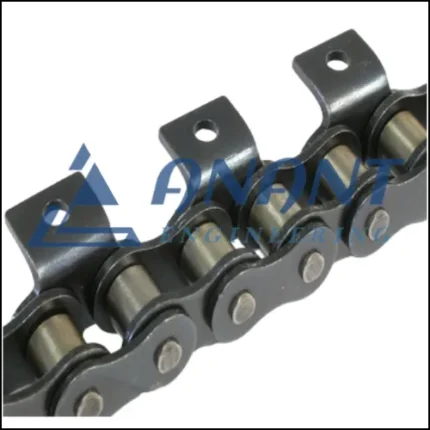 A close-up image of Anant Engineering's transmission roller chain used in mechanical systems.